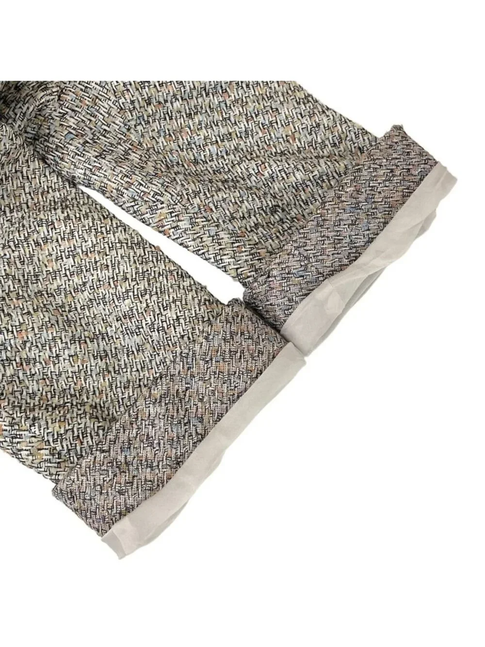 Chanel Jacket 42 L Martin Margiela Era Black White Multi 3/4 Sleeve Tweed Cotton